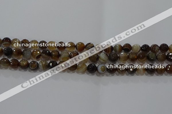 CAG9213 15.5 inches 8mm faceted round line agate gemstone beads