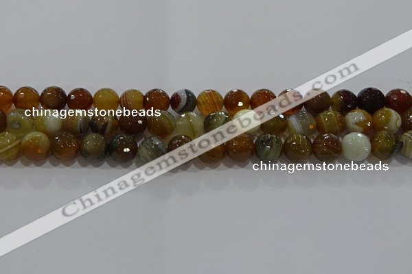 CAG9214 15.5 inches 10mm faceted round line agate gemstone beads