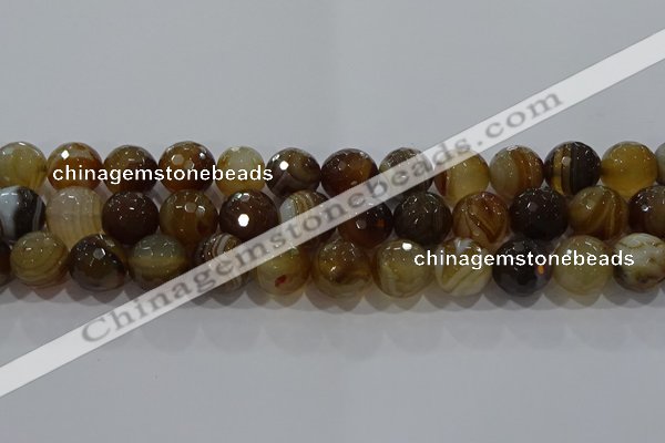 CAG9215 15.5 inches 12mm faceted round line agate gemstone beads