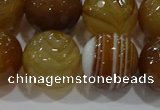 CAG9216 15.5 inches 14mm faceted round line agate gemstone beads