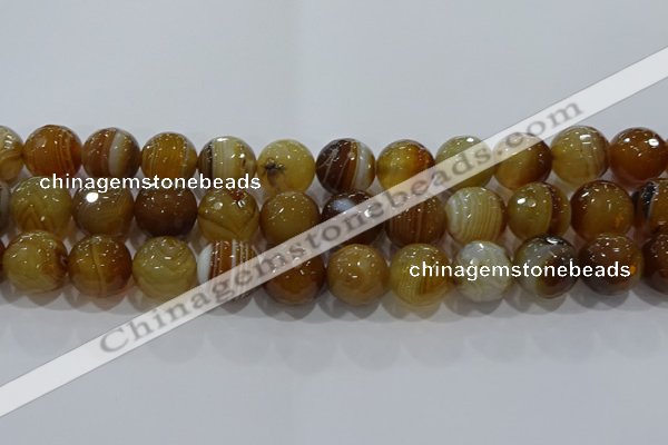 CAG9216 15.5 inches 14mm faceted round line agate gemstone beads