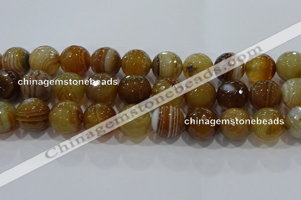CAG9217 15.5 inches 16mm faceted round line agate gemstone beads