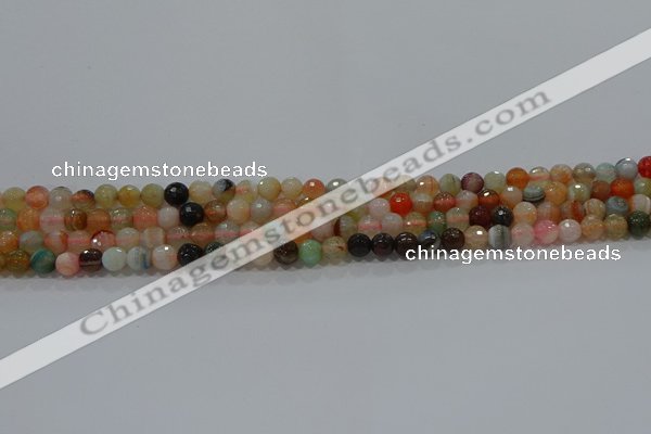 CAG9220 15.5 inches 4mm faceted round line agate beads wholesale