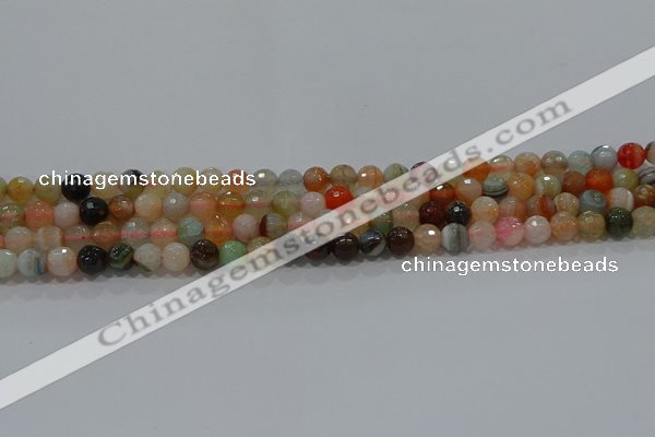 CAG9221 15.5 inches 6mm faceted round line agate beads wholesale