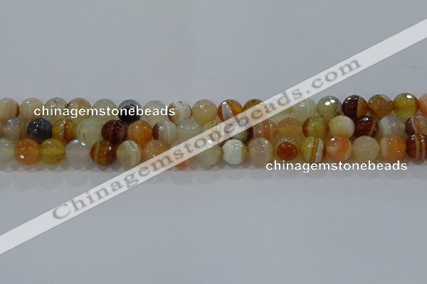 CAG9222 15.5 inches 8mm faceted round line agate beads wholesale