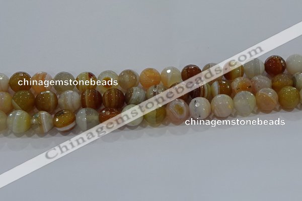 CAG9224 15.5 inches 12mm faceted round line agate beads wholesale