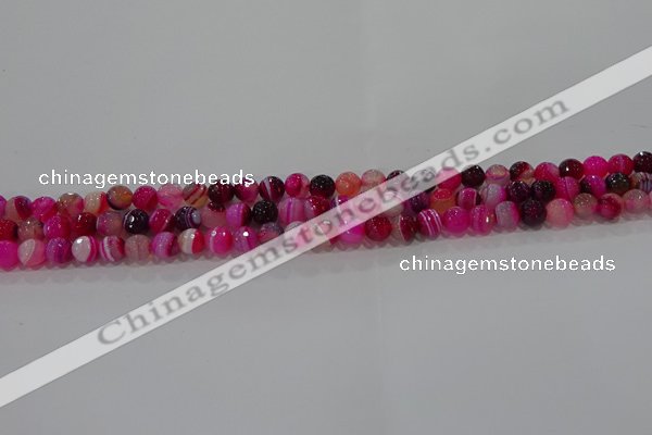 CAG9239 15.5 inches 4mm faceted round line agate beads wholesale