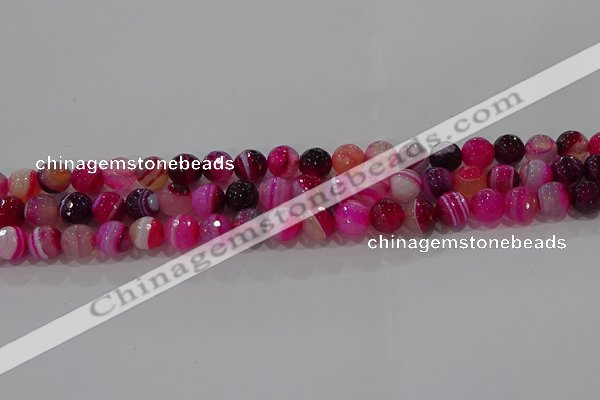 CAG9241 15.5 inches 8mm faceted round line agate beads wholesale