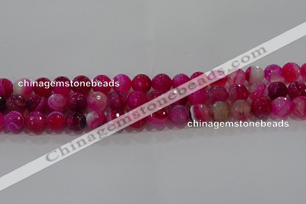 CAG9242 15.5 inches 10mm faceted round line agate beads wholesale