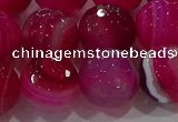 CAG9244 15.5 inches 14mm faceted round line agate beads wholesale