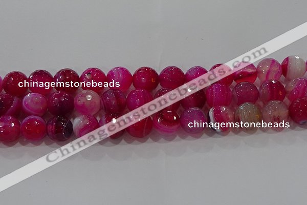 CAG9244 15.5 inches 14mm faceted round line agate beads wholesale