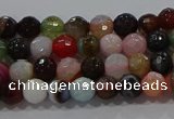 CAG9248 15.5 inches 4mm faceted round line agate beads wholesale