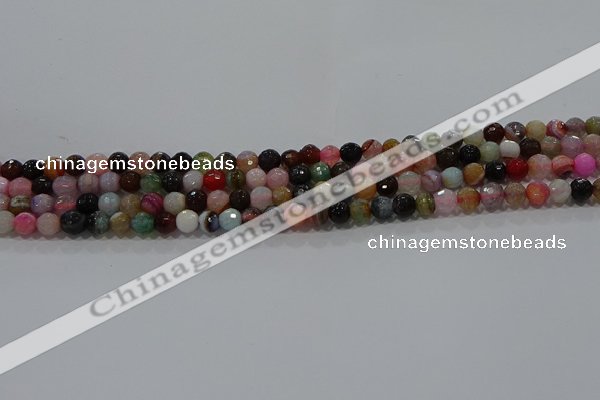 CAG9248 15.5 inches 4mm faceted round line agate beads wholesale