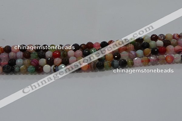 CAG9249 15.5 inches 6mm faceted round line agate beads wholesale