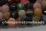 CAG9250 15.5 inches 8mm faceted round line agate beads wholesale