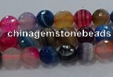 CAG9255 15.5 inches 4mm faceted round line agate beads wholesale