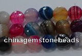 CAG9256 15.5 inches 6mm faceted round line agate beads wholesale
