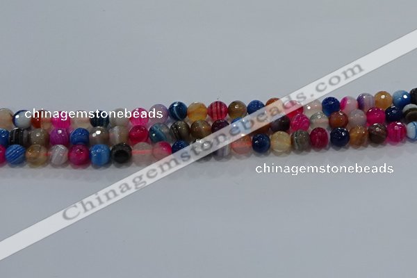 CAG9256 15.5 inches 6mm faceted round line agate beads wholesale