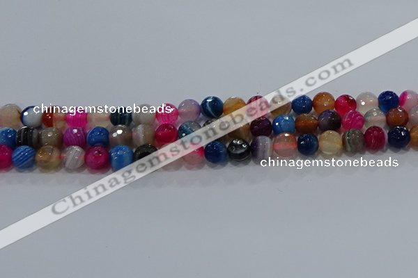 CAG9257 15.5 inches 8mm faceted round line agate beads wholesale