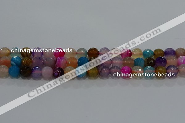 CAG9258 15.5 inches 10mm faceted round line agate beads wholesale