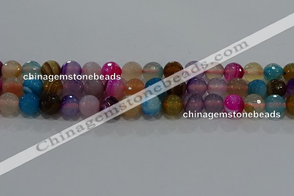 CAG9259 15.5 inches 12mm faceted round line agate beads wholesale