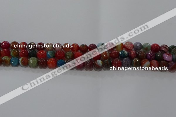 CAG9264 15.5 inches 8mm faceted round line agate beads wholesale