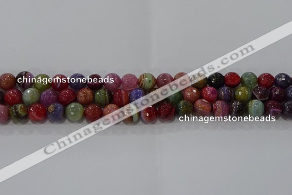 CAG9265 15.5 inches 10mm faceted round line agate beads wholesale