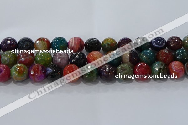 CAG9268 15.5 inches 16mm faceted round line agate beads wholesale