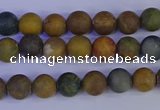 CAG9280 15.5 inches 4mm round matte ocean jasper beads wholesale