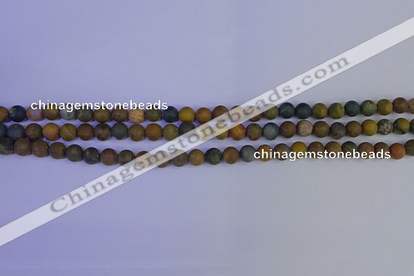 CAG9280 15.5 inches 4mm round matte ocean jasper beads wholesale