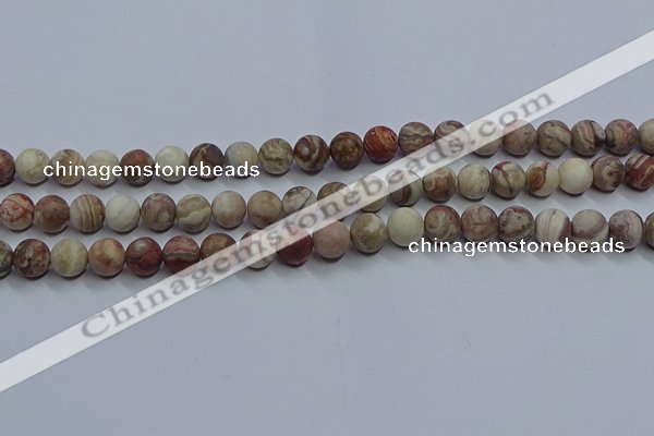 CAG9292 15.5 inches 8mm round matte Mexican crazy lace agate beads