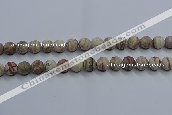 CAG9294 15.5 inches 12mm round matte Mexican crazy lace agate beads