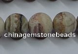 CAG9295 15.5 inches 14mm round matte Mexican crazy lace agate beads