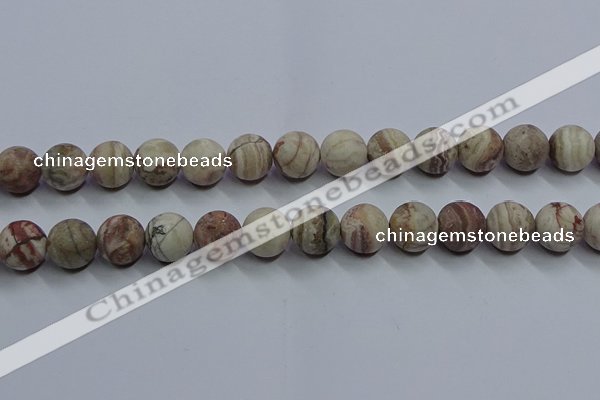 CAG9295 15.5 inches 14mm round matte Mexican crazy lace agate beads