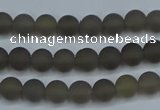 CAG9310 15.5 inches 4mm round matte grey agate beads wholesale