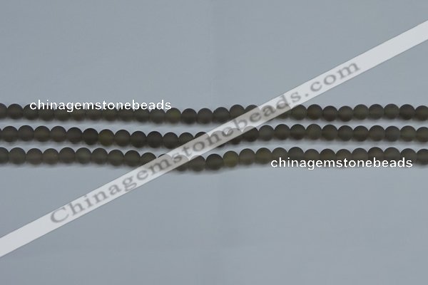 CAG9310 15.5 inches 4mm round matte grey agate beads wholesale