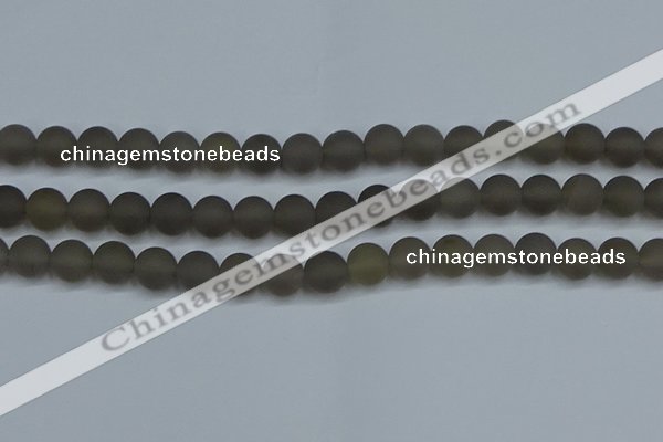 CAG9314 15.5 inches 12mm round matte grey agate beads wholesale