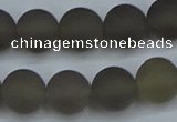 CAG9315 15.5 inches 14mm round matte grey agate beads wholesale