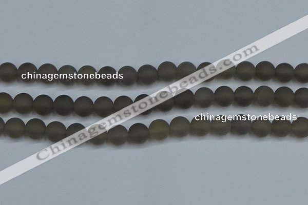 CAG9315 15.5 inches 14mm round matte grey agate beads wholesale
