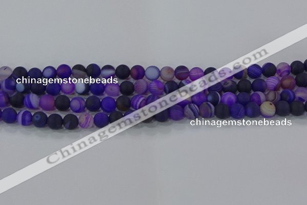 CAG9320 15.5 inches 6mm round matte line agate beads wholesale