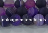 CAG9321 15.5 inches 8mm round matte line agate beads wholesale