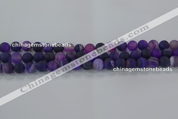 CAG9321 15.5 inches 8mm round matte line agate beads wholesale