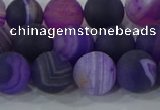 CAG9322 15.5 inches 10mm round matte line agate beads wholesale