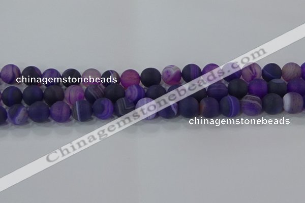 CAG9322 15.5 inches 10mm round matte line agate beads wholesale