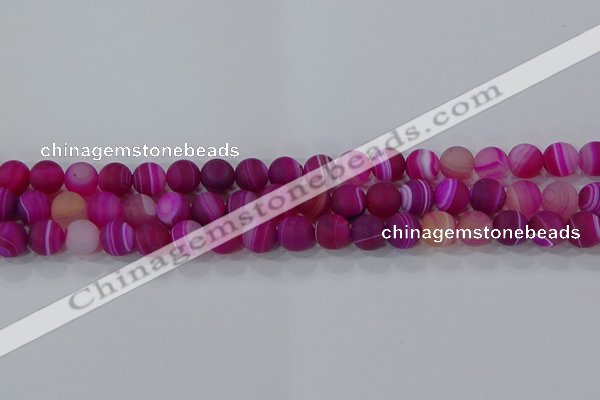 CAG9327 15.5 inches 8mm round matte line agate beads wholesale