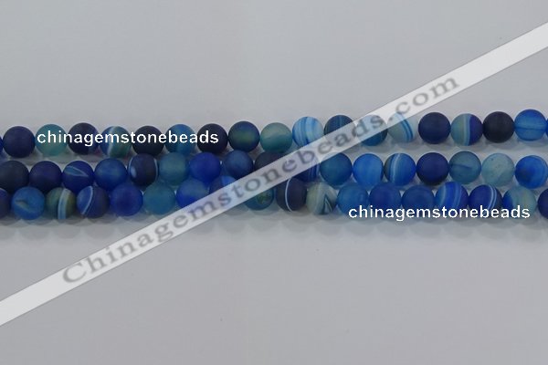 CAG9332 15.5 inches 8mm round matte line agate beads wholesale