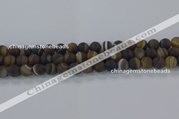 CAG9339 15.5 inches 10mm round matte line agate beads wholesale