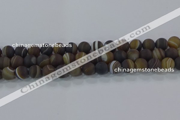 CAG9340 15.5 inches 12mm round matte line agate beads wholesale