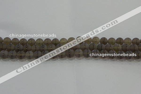 CAG9344 15.5 inches 8mm round matte grey agate beads wholesale