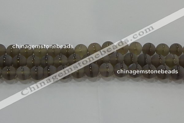 CAG9346 15.5 inches 12mm round matte grey agate beads wholesale